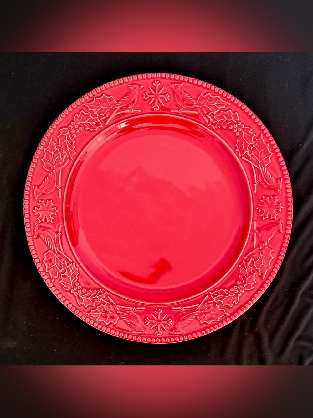 Bordallo Pinheiro Red Cardinal Chop Plate Platter Christmas